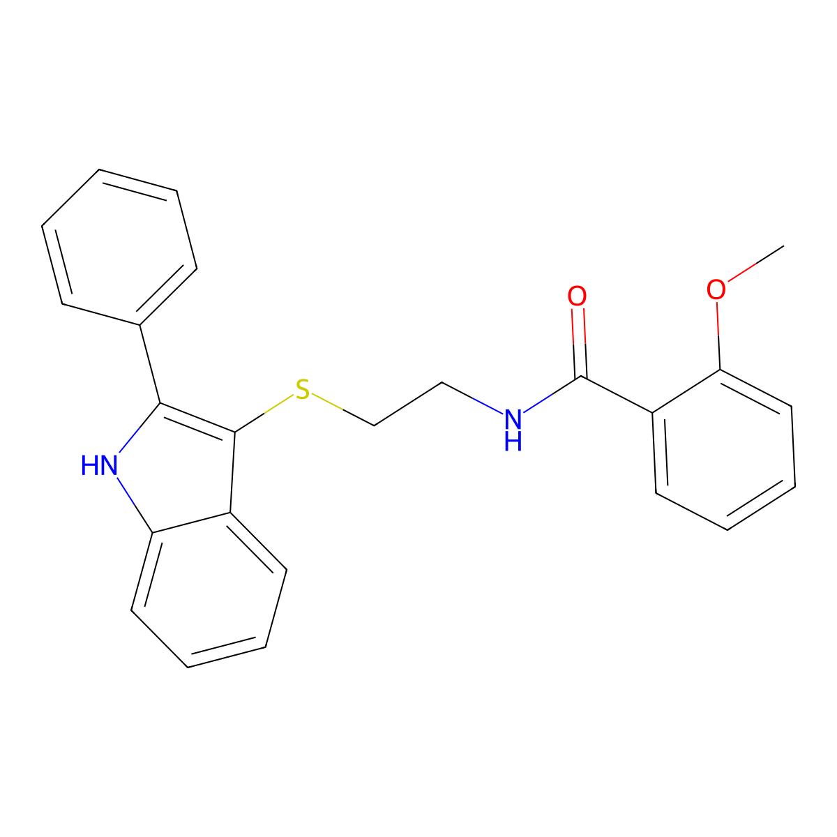 2-methoxy-N-{2-[(2-phenyl-1H-indol-3-yl)sulfanyl]ethyl}benzamide molecular structure, CAS 850916-50-6