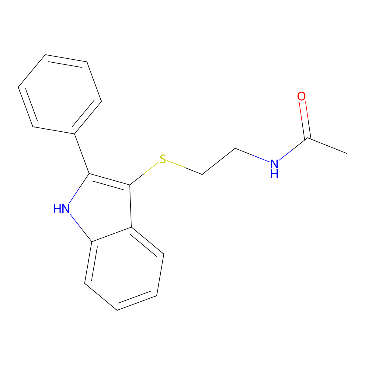 N-(2-((2-phenyl-1H-indol-3-yl)thio)ethyl)acetamide molecular structure, CAS 850916-51-7
