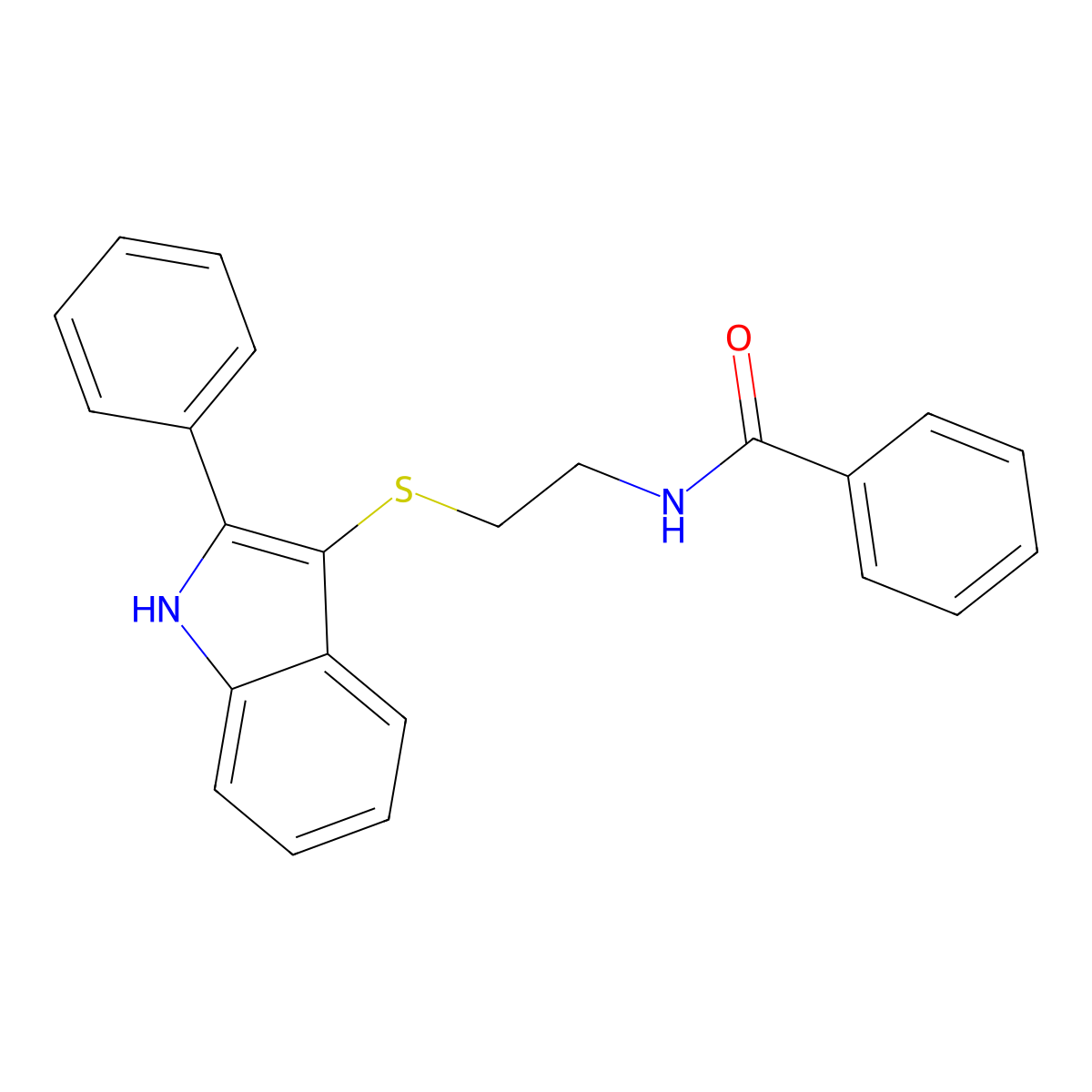 N-(2-((2-phenyl-1H-indol-3-yl)thio)ethyl)benzamide molecular structure, CAS 850916-52-8