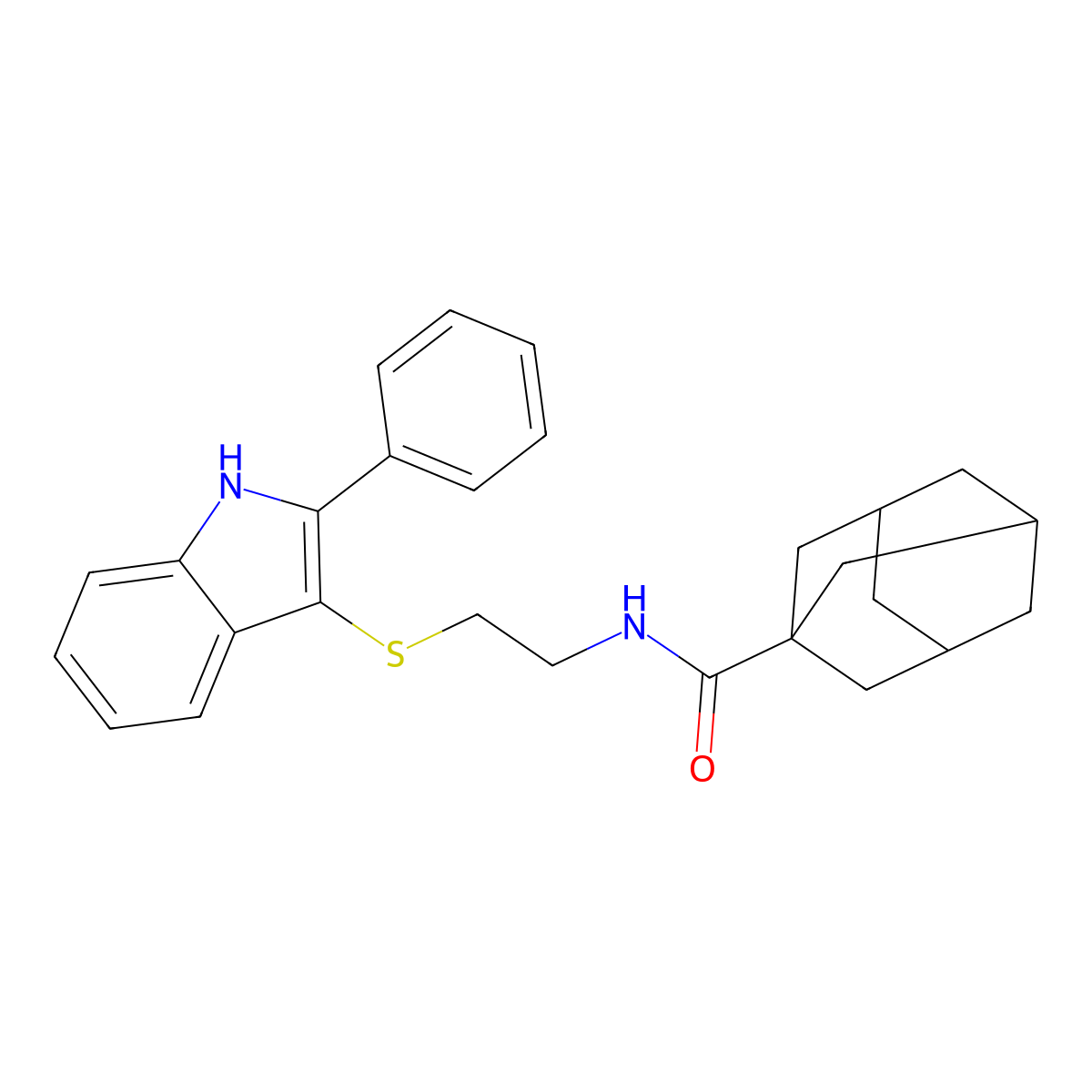N-[2-[(2-phenyl-1H-indol-3-yl)sulfanyl]ethyl]adamantane-1-carboxamide molecular structure, CAS 850916-59-5