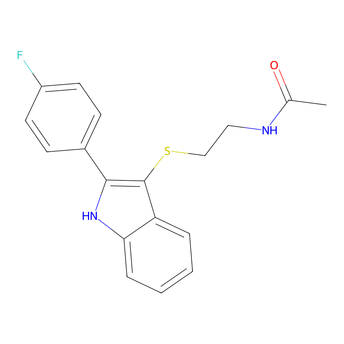 N-[2-[[2-(4-fluorophenyl)-1H-indol-3-yl]sulfanyl]ethyl]acetamide molecular structure, CAS 850916-71-1
