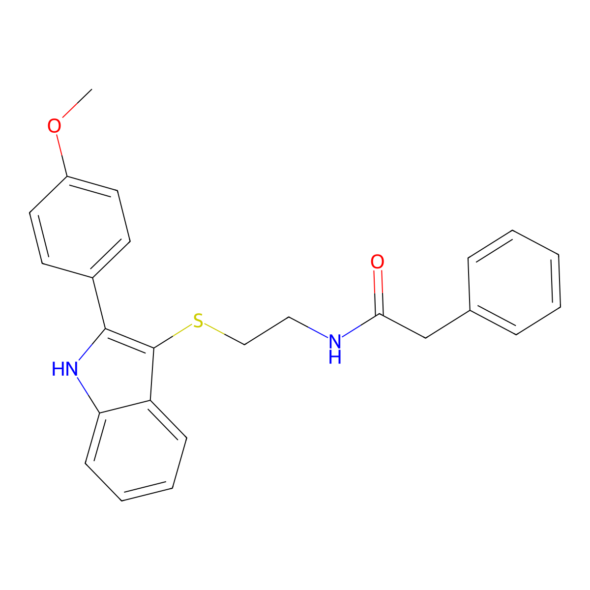 N-(2-{[2-(4-methoxyphenyl)-1H-indol-3-yl]sulfanyl}ethyl)-2-phenylacetamide molecular structure, CAS 850916-79-9