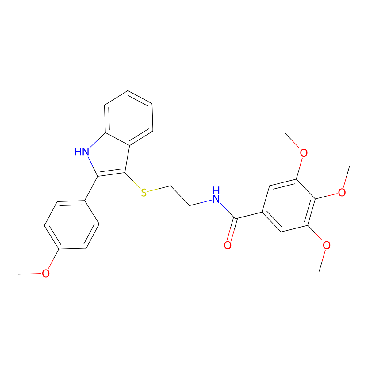 3,4,5-Trimethoxy-N-(2-{[2-(4-methoxyphenyl)-1H-indol-3-YL]sulfanyl}ethyl)benzamide molecular structure, CAS 850916-80-2