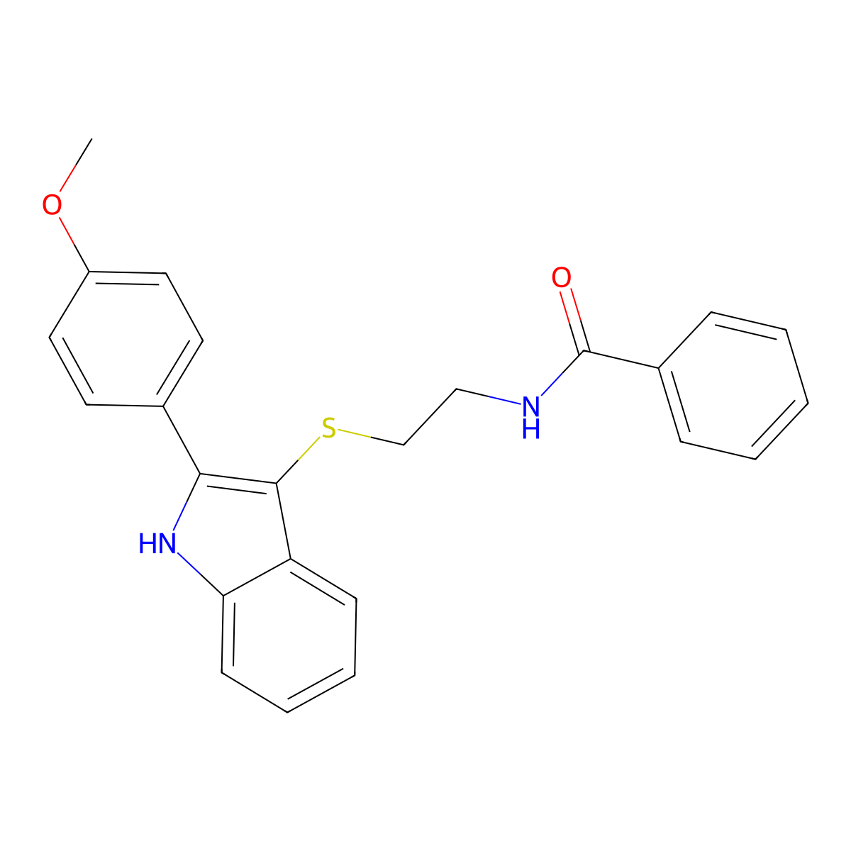N-(2-{[2-(4-methoxyphenyl)-1H-indol-3-yl]sulfanyl}ethyl)benzamide molecular structure, CAS 850916-91-5