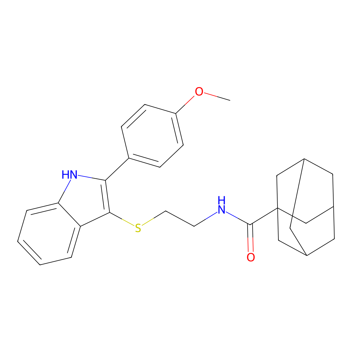 N-(2-{[2-(4-methoxyphenyl)-1H-indol-3-yl]sulfanyl}ethyl)adamantane-1-carboxamide molecular structure, CAS 850916-99-3