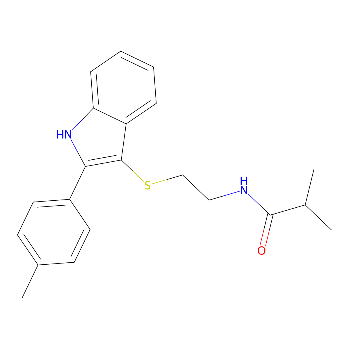 2-methyl-N-(2-{[2-(4-methylphenyl)-1H-indol-3-yl]sulfanyl}ethyl)propanamide molecular structure, CAS 850917-17-8