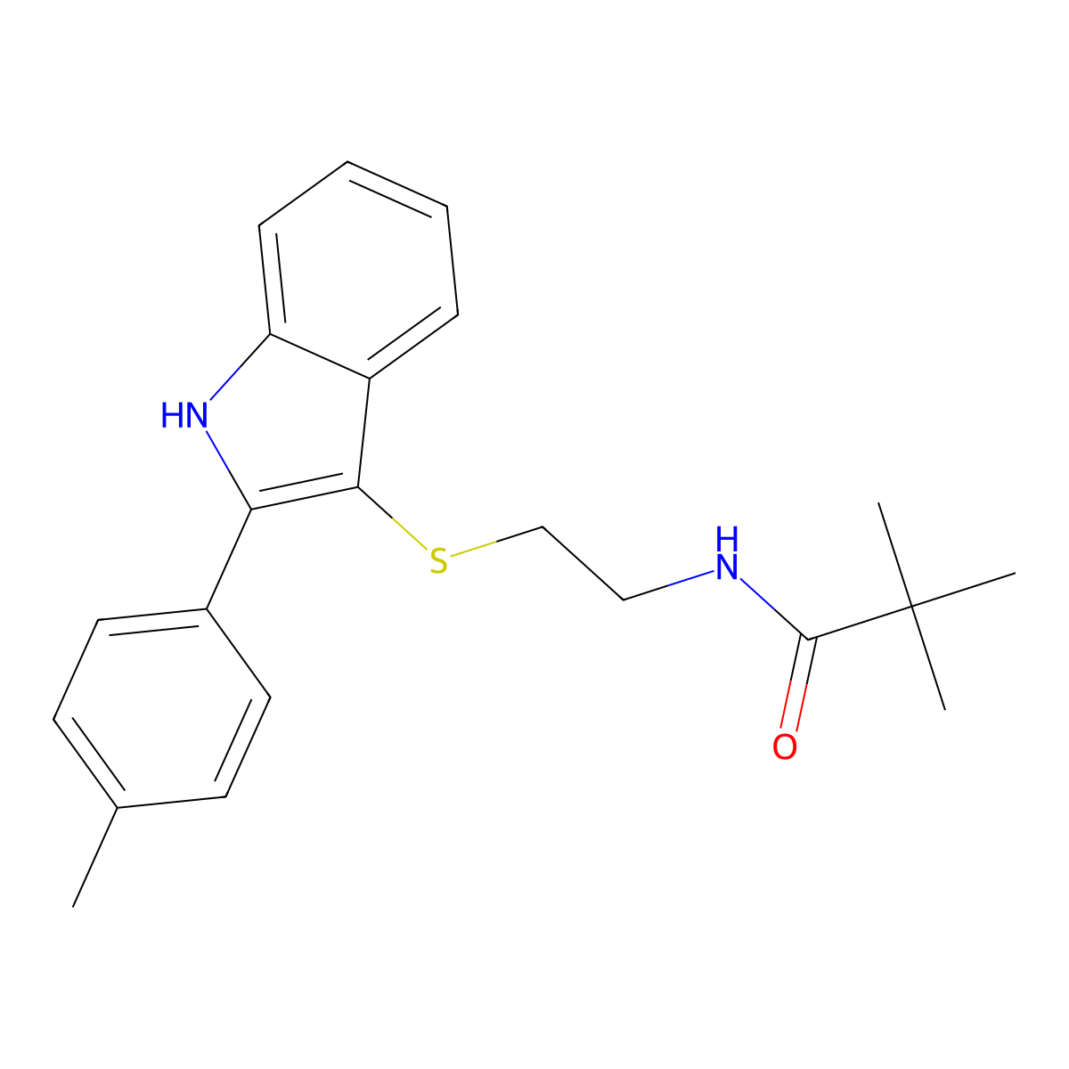 2,2-dimethyl-N-(2-{[2-(4-methylphenyl)-1H-indol-3-yl]sulfanyl}ethyl)propanamide molecular structure, CAS 850917-20-3