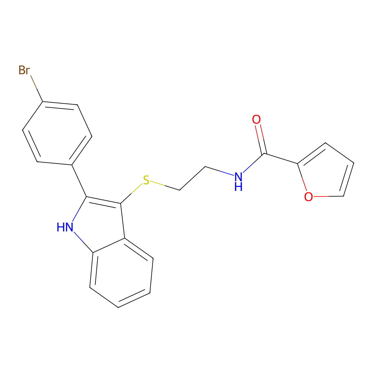 N-(2-{[2-(4-bromophenyl)-1H-indol-3-yl]sulfanyl}ethyl)furan-2-carboxamide molecular structure, CAS 850917-32-7