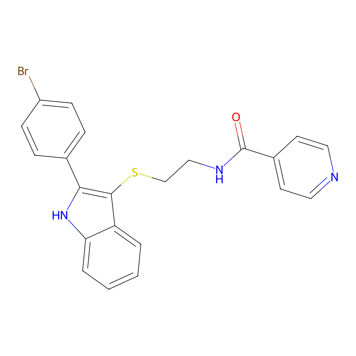 N-(2-{[2-(4-Bromophenyl)-1H-indol-3-YL]sulfanyl}ethyl)pyridine-4-carboxamide molecular structure, CAS 850917-37-2