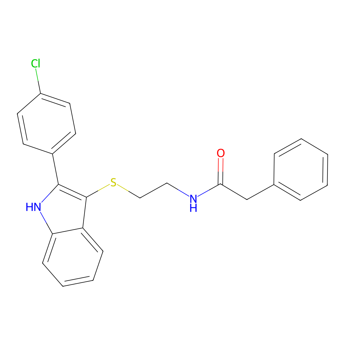N-(2-{[2-(4-chlorophenyl)-1H-indol-3-yl]sulfanyl}ethyl)-2-phenylacetamide molecular structure, CAS 850917-39-4