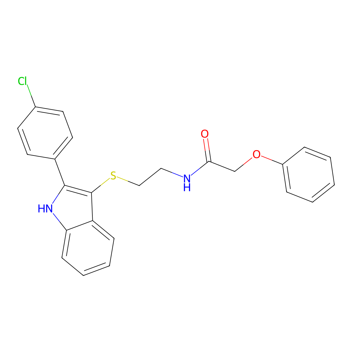 N-(2-{[2-(4-chlorophenyl)-1H-indol-3-yl]sulfanyl}ethyl)-2-phenoxyacetamide molecular structure, CAS 850917-41-8
