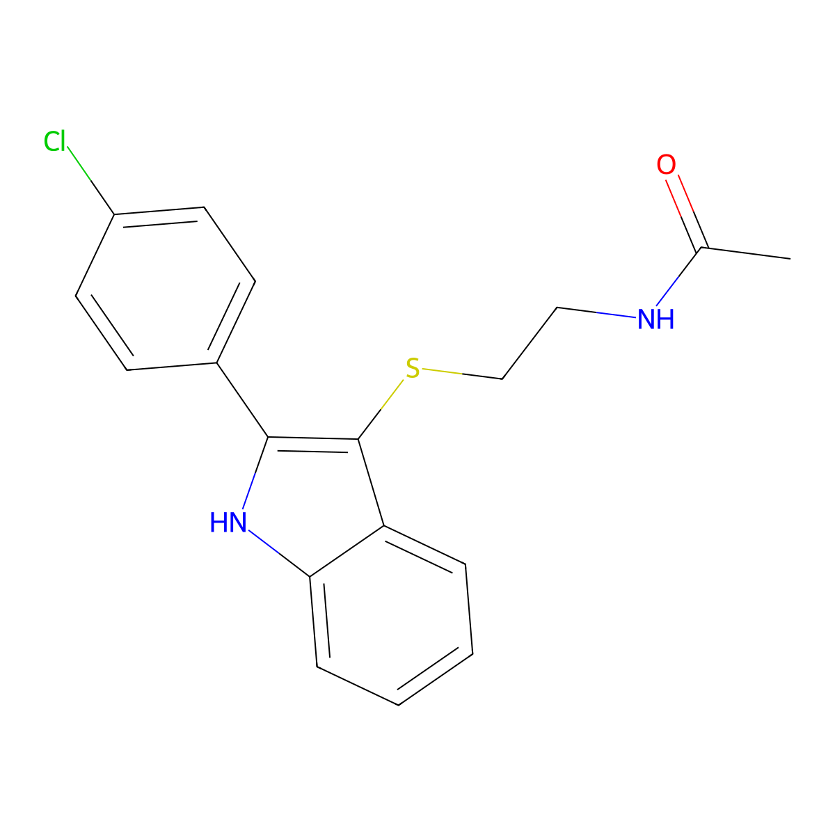 N-(2-{[2-(4-chlorophenyl)-1H-indol-3-yl]sulfanyl}ethyl)acetamide molecular structure, CAS 850917-50-9