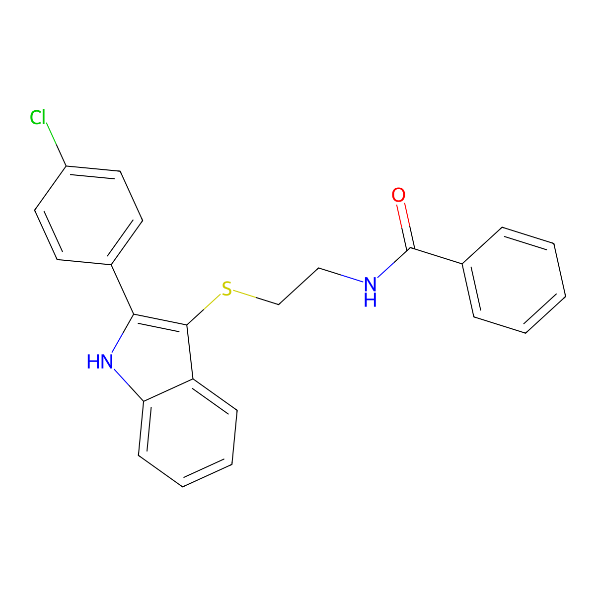N-(2-((2-(4-chlorophenyl)-1H-indol-3-yl)thio)ethyl)benzamide molecular structure, CAS 850917-51-0