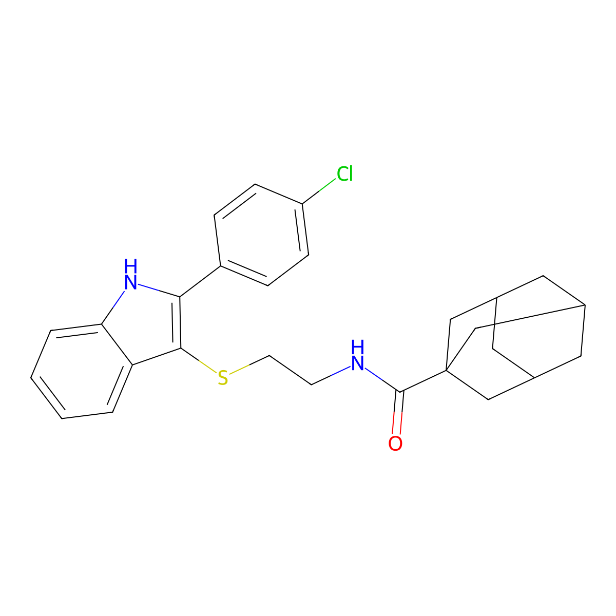 N-(2-{[2-(4-chlorophenyl)-1H-indol-3-yl]sulfanyl}ethyl)adamantane-1-carboxamide molecular structure, CAS 850917-56-5