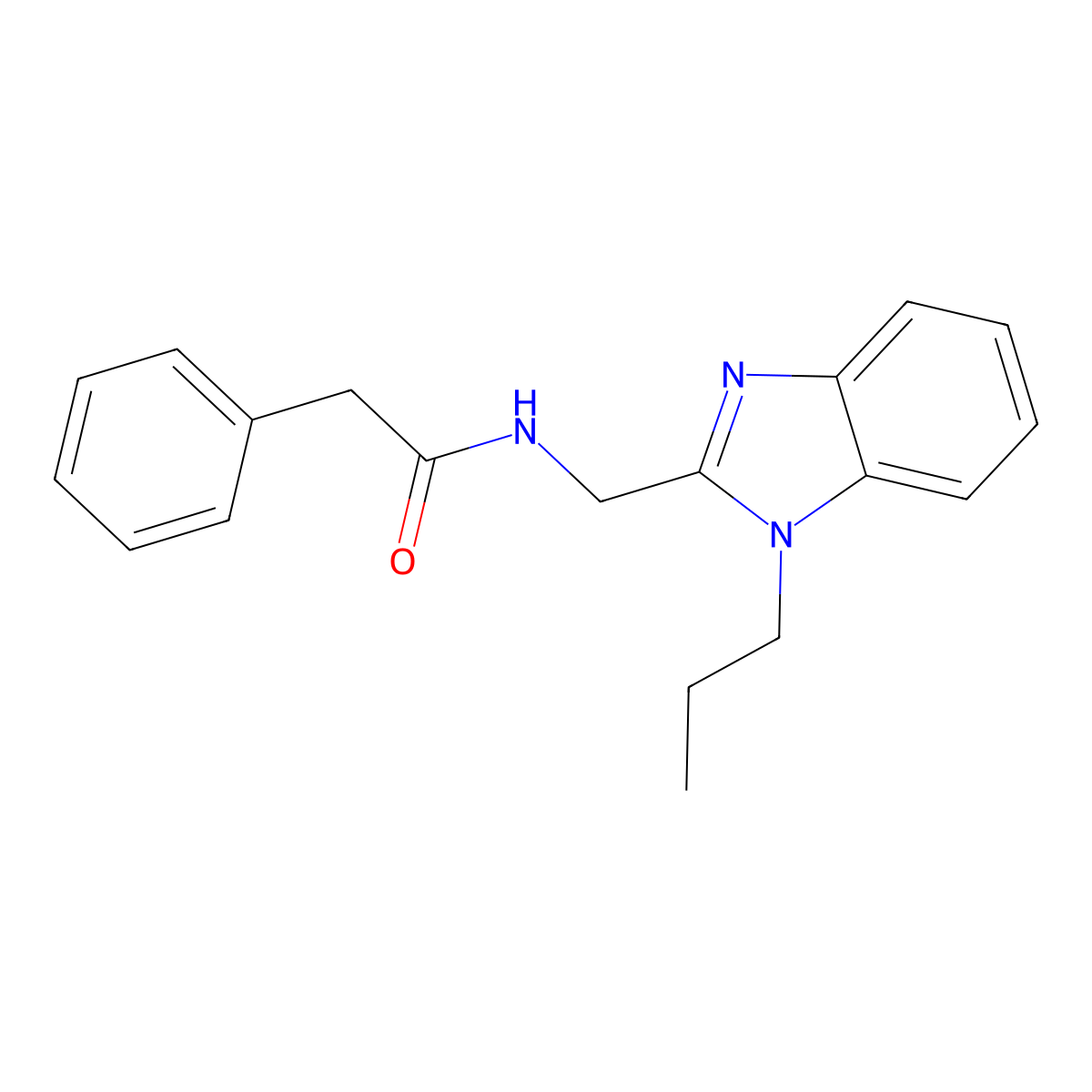 2-phenyl-N-[(1-propylbenzimidazol-2-yl)methyl]acetamide molecular structure, CAS 850920-02-4