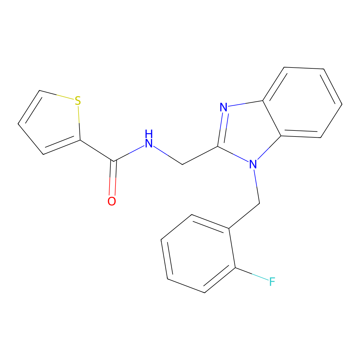 N-((1-(2-fluorobenzyl)-1H-benzo[d]imidazol-2-yl)methyl)thiophene-2-carboxamide molecular structure, CAS 850920-64-8