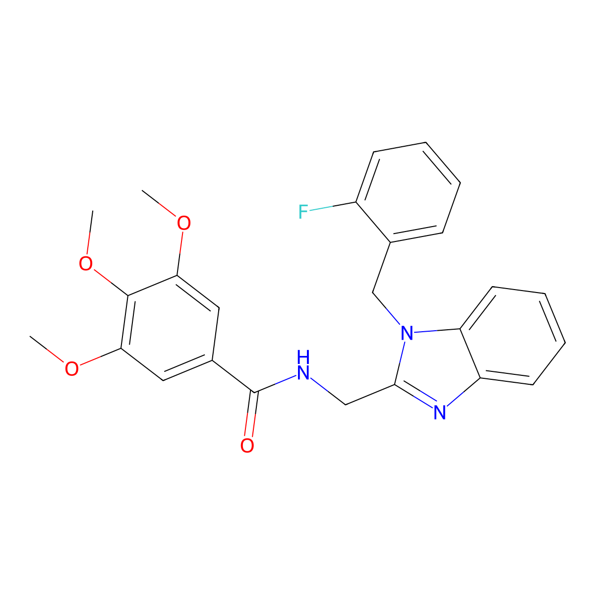 N-[[1-[(2-fluorophenyl)methyl]benzimidazol-2-yl]methyl]-3,4,5-trimethoxybenzamide molecular structure, CAS 850920-65-9