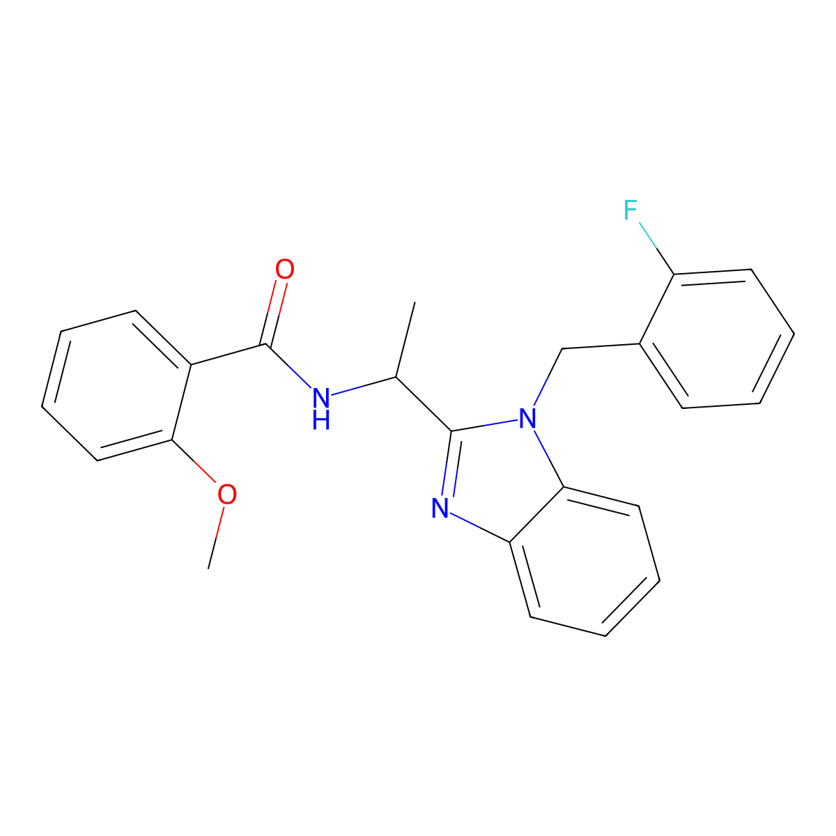 N-[1-[1-[(2-fluorophenyl)methyl]benzimidazol-2-yl]ethyl]-2-methoxybenzamide molecular structure, CAS 850921-67-4