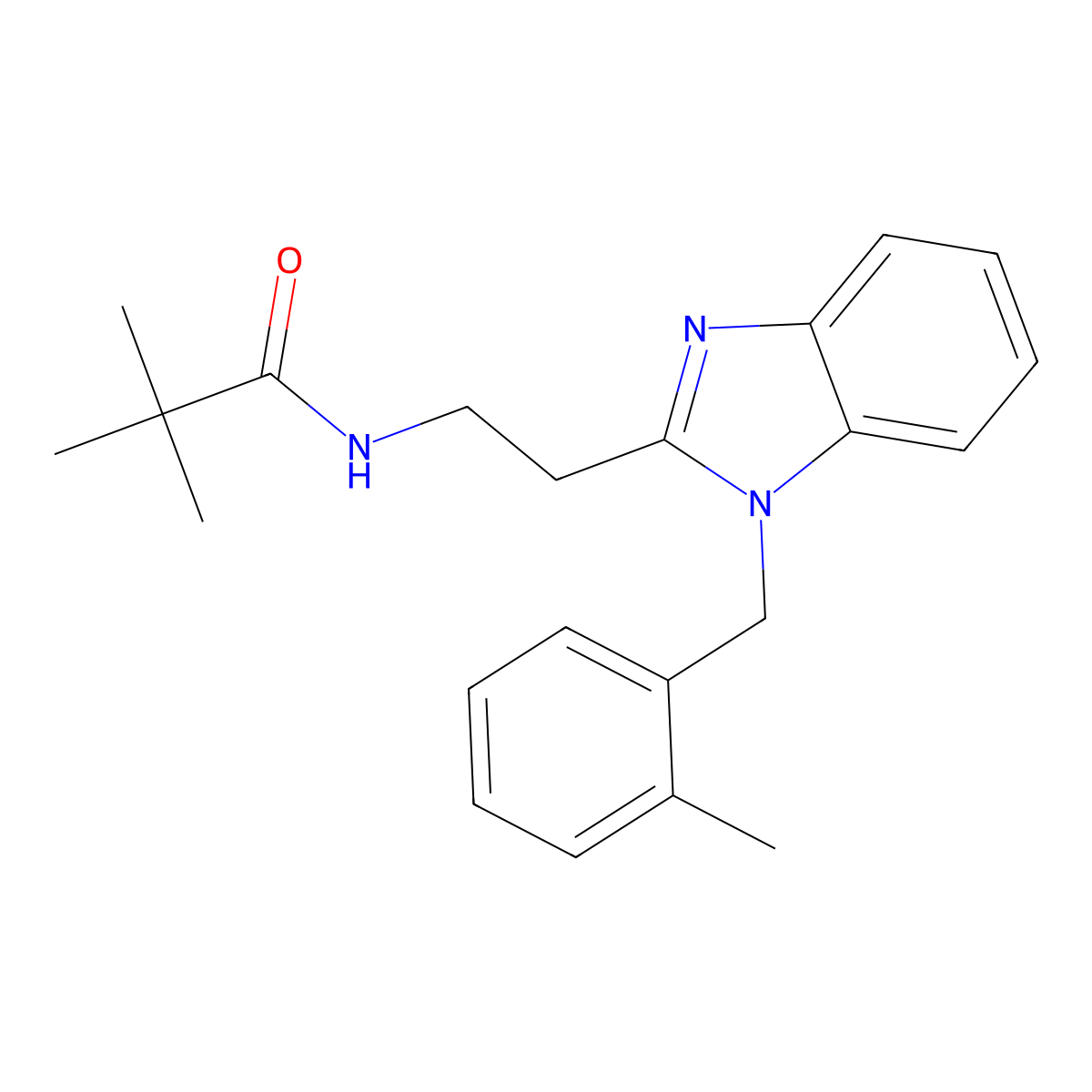 2,2-dimethyl-N-{2-[1-(2-methylbenzyl)-1H-benzimidazol-2-yl]ethyl}propanamide molecular structure, CAS 850922-41-7