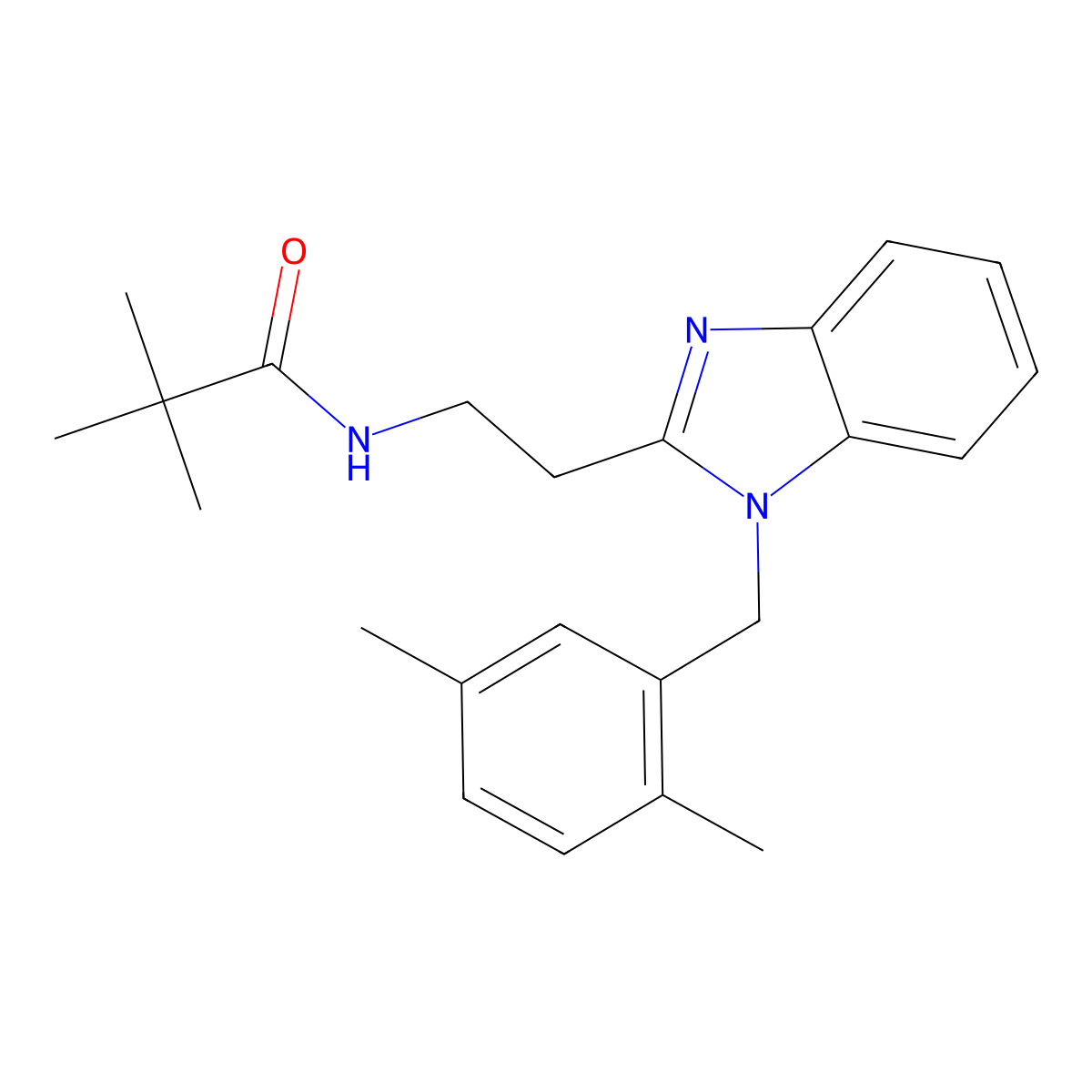N-{2-[1-(2,5-dimethylbenzyl)-1H-benzimidazol-2-yl]ethyl}-2,2-dimethylpropanamide molecular structure, CAS 850922-56-4