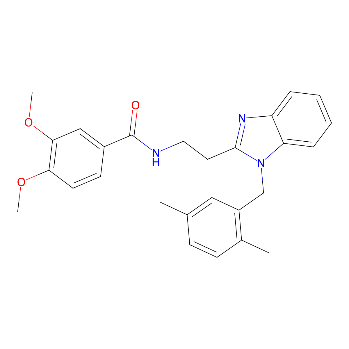 N-[2-[1-[(2,5-dimethylphenyl)methyl]benzimidazol-2-yl]ethyl]-3,4-dimethoxybenzamide molecular structure, CAS 850922-62-2