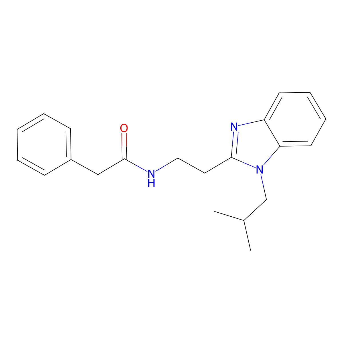 N-[2-[1-(2-methylpropyl)benzimidazol-2-yl]ethyl]-2-phenylacetamide molecular structure, CAS 850922-87-1