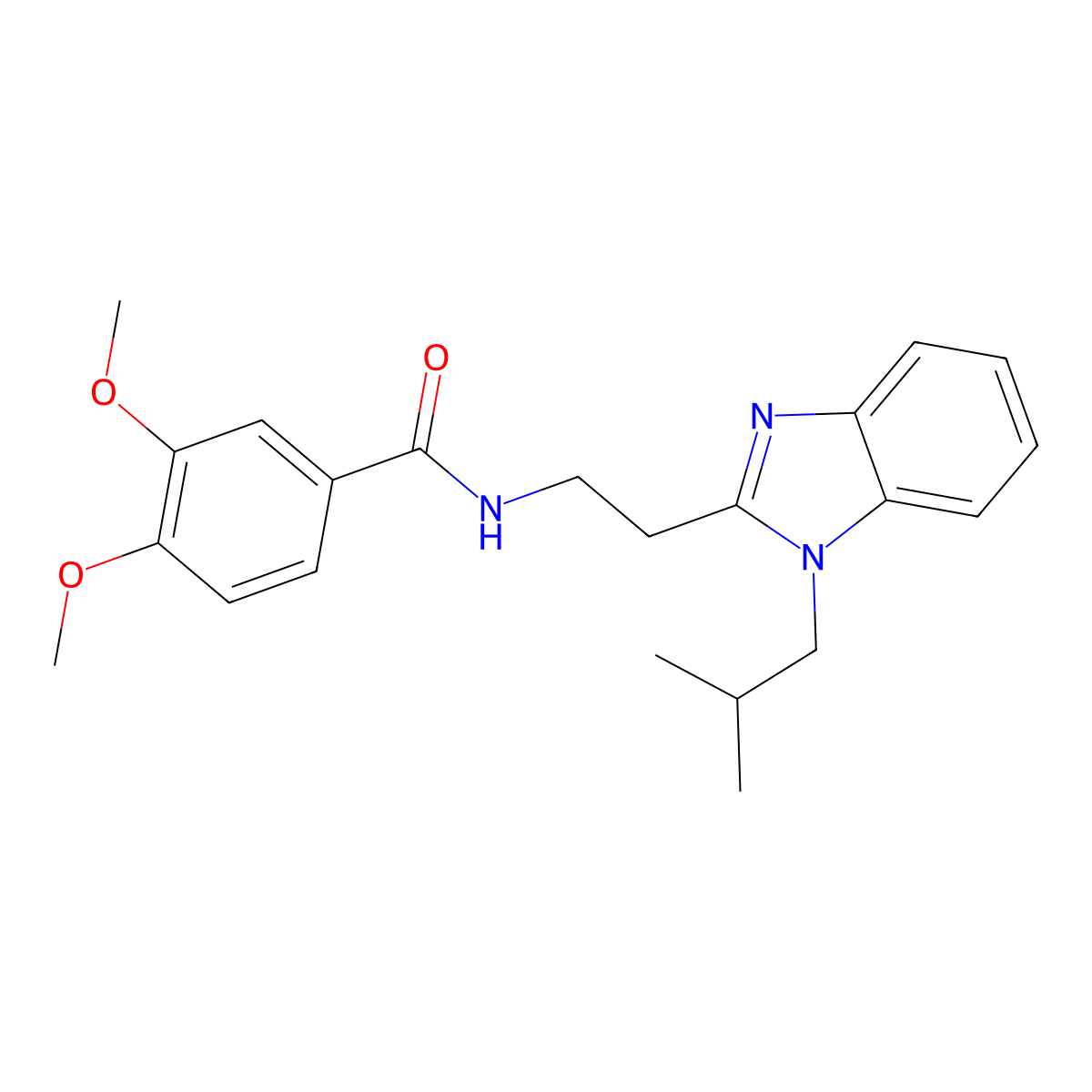 3,4-dimethoxy-N-{2-[1-(2-methylpropyl)-1H-1,3-benzodiazol-2-yl]ethyl}benzamide molecular structure, CAS 850922-95-1