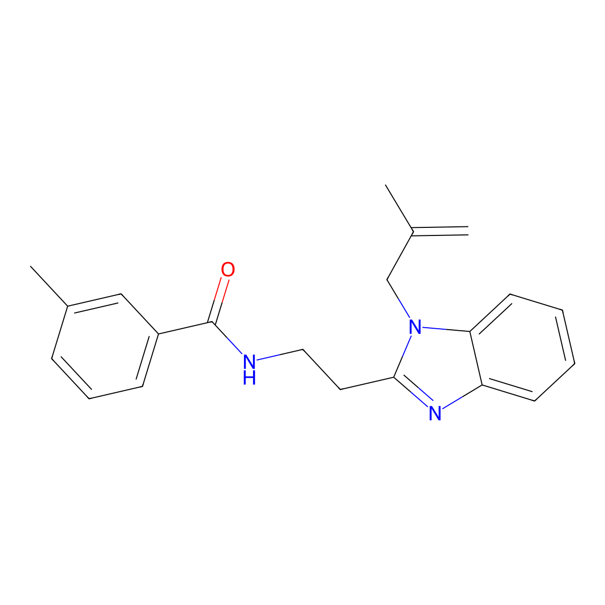 3-methyl-N-(2-(1-(2-methylallyl)-1H-benzo[d]imidazol-2-yl)ethyl)benzamide molecular structure, CAS 850923-30-7