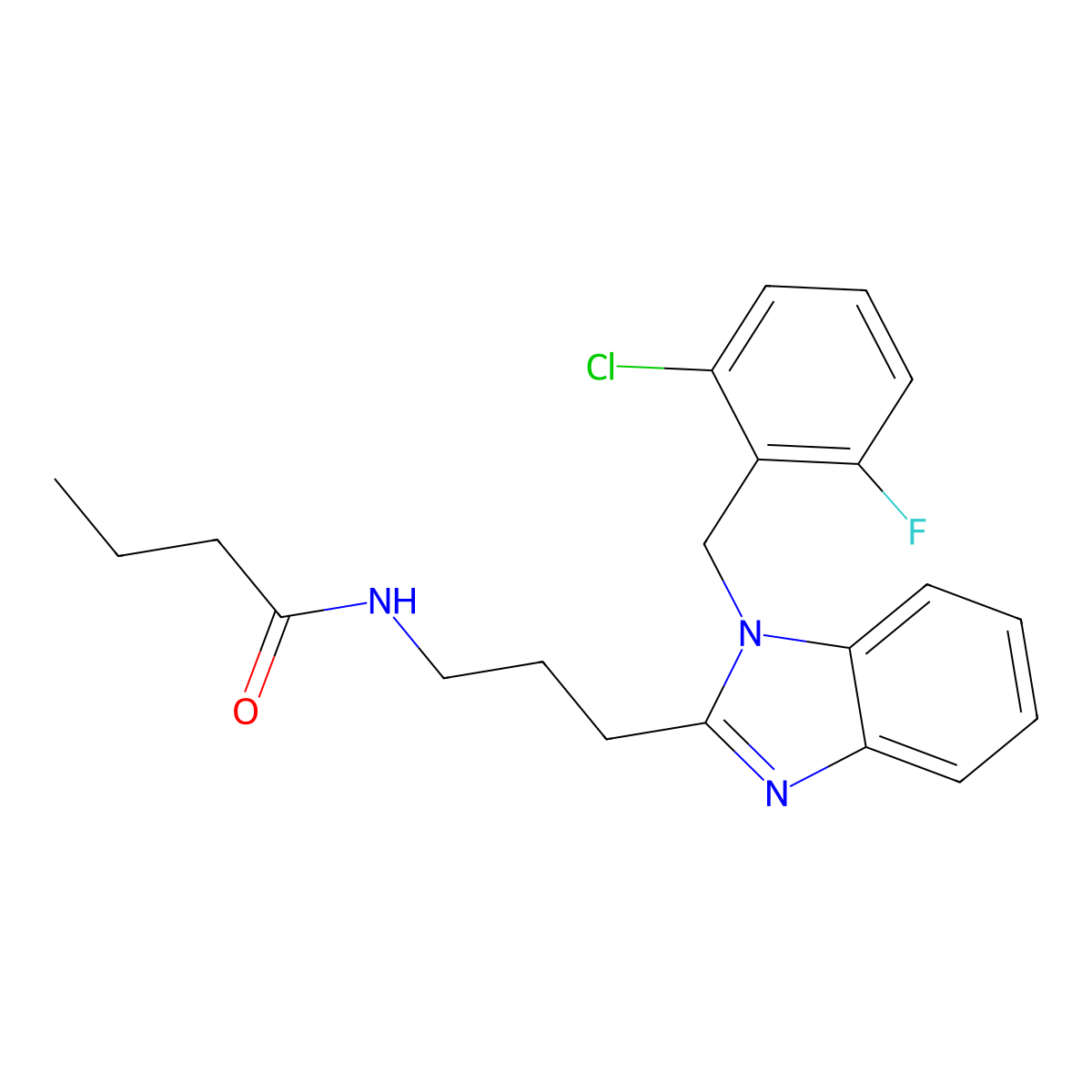 N-(3-{1-[(6-chloro-2-fluorophenyl)methyl]benzimidazol-2-yl}propyl)butanamide molecular structure, CAS 850923-84-1