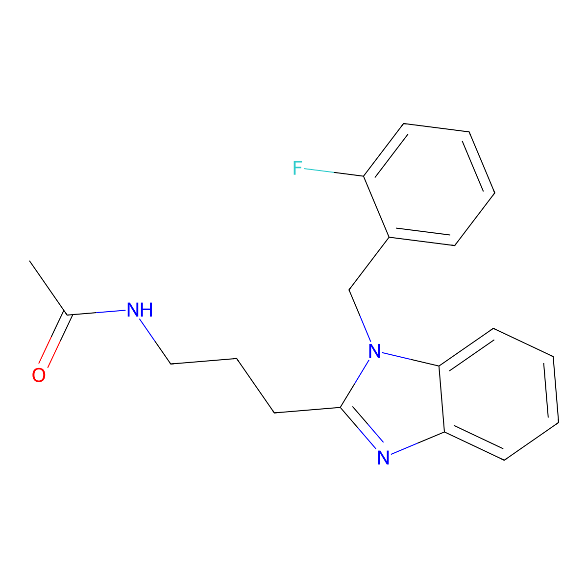 N-[3-[1-[(2-fluorophenyl)methyl]benzimidazol-2-yl]propyl]acetamide molecular structure, CAS 850923-93-2