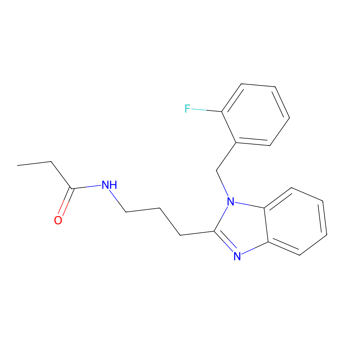 N-(3-{1-[(2-fluorophenyl)methyl]benzimidazol-2-yl}propyl)propanamide molecular structure, CAS 850923-94-3