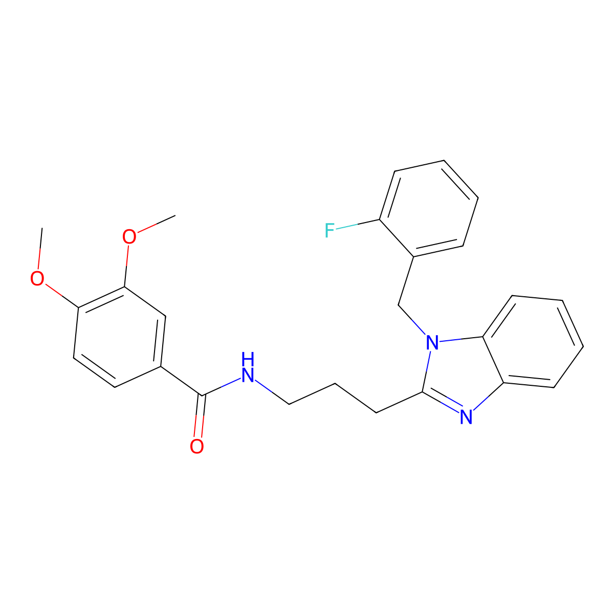 N-{3-[1-(2-fluorobenzyl)-1H-benzimidazol-2-yl]propyl}-3,4-dimethoxybenzamide molecular structure, CAS 850923-98-7