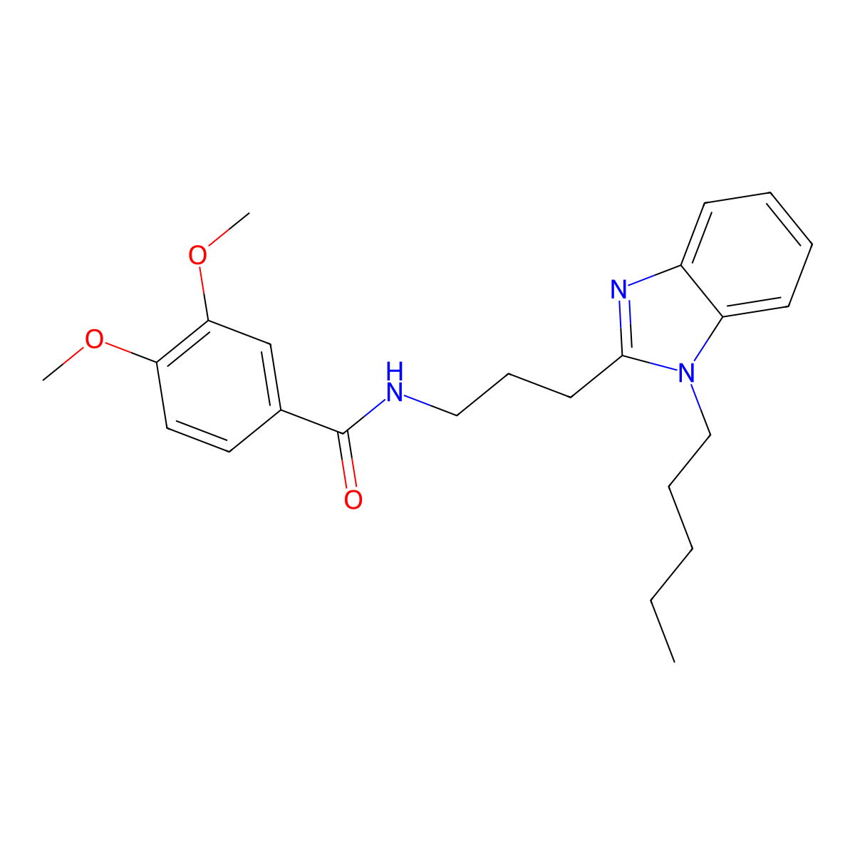 3,4-dimethoxy-N-(3-(1-pentyl-1H-benzo[d]imidazol-2-yl)propyl)benzamide molecular structure, CAS 850925-42-7