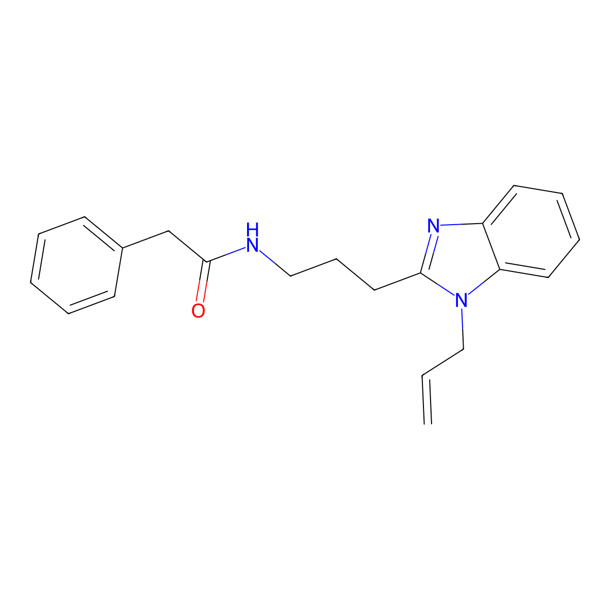 2-phenyl-N-[3-(1-prop-2-enylbenzimidazol-2-yl)propyl]acetamide molecular structure, CAS 850925-48-3