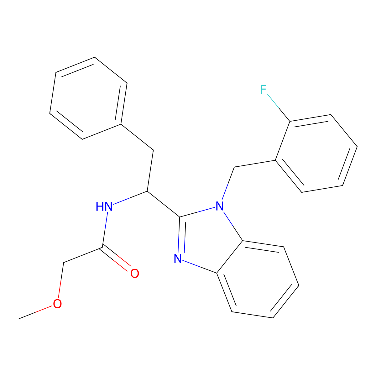 N-[1-[1-[(2-fluorophenyl)methyl]benzimidazol-2-yl]-2-phenylethyl]-2-methoxyacetamide molecular structure, CAS 850925-85-8