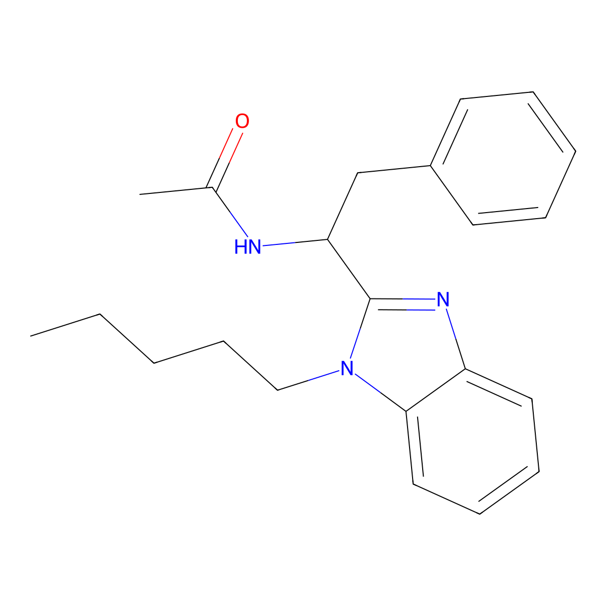 N-[1-(1-pentylbenzimidazol-2-yl)-2-phenylethyl]acetamide molecular structure, CAS 850925-86-9