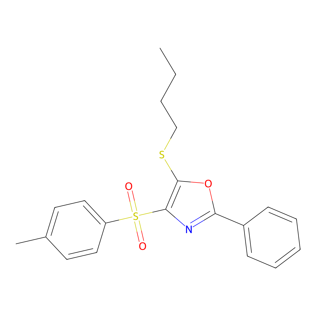 5-(Butylthio)-2-phenyl-4-tosyloxazole molecular structure, CAS 850925-94-9