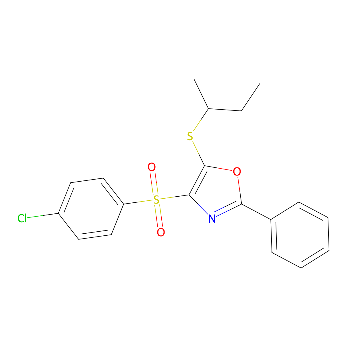 5-(Sec-butylthio)-4-((4-chlorophenyl)sulfonyl)-2-phenyloxazole molecular structure, CAS 850926-27-1