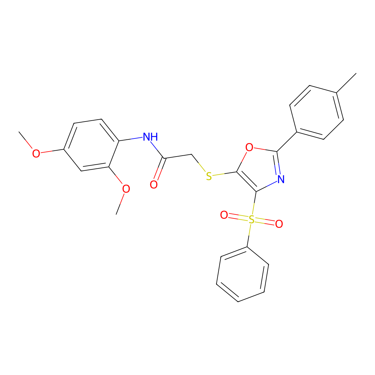 2-{[4-(Benzenesulfonyl)-2-(4-methylphenyl)-1,3-oxazol-5-YL]sulfanyl}-N-(2,4-dimethoxyphenyl)acetamide molecular structure, CAS 850926-38-4