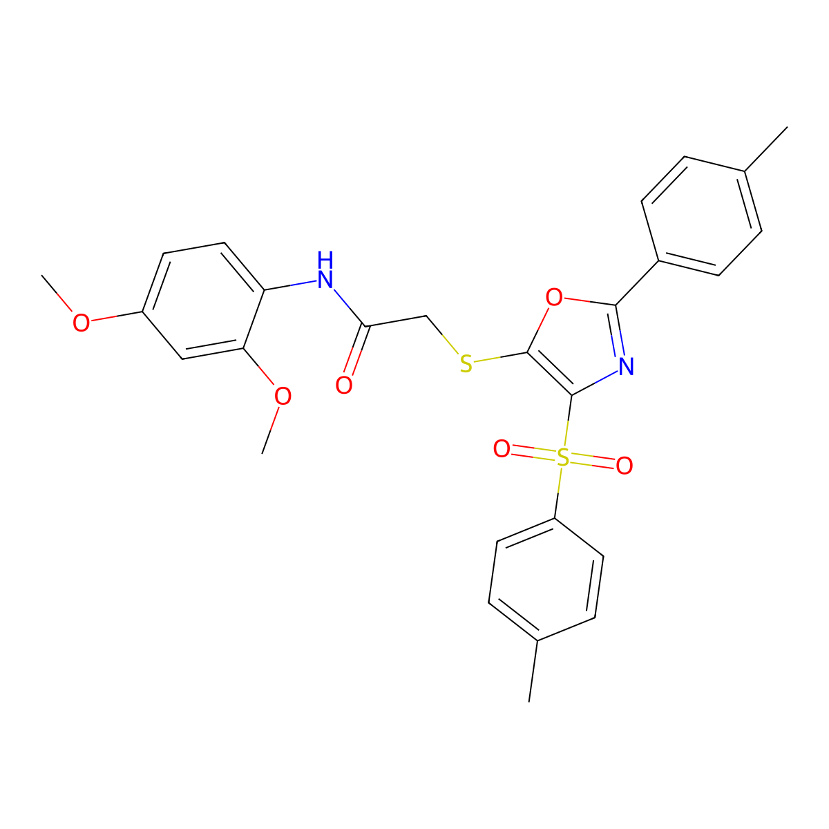 N-(2,4-dimethoxyphenyl)-2-((2-(p-tolyl)-4-tosyloxazol-5-yl)thio)acetamide molecular structure, CAS 850926-49-7