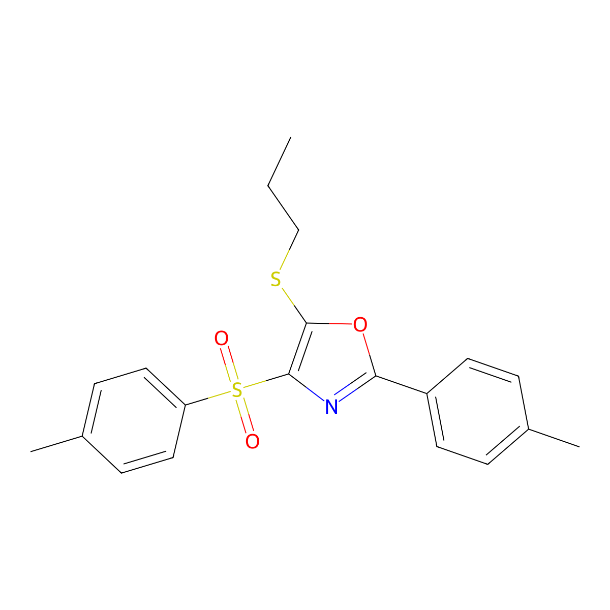 5-(Propylthio)-2-(p-tolyl)-4-tosyloxazole molecular structure, CAS 850926-55-5