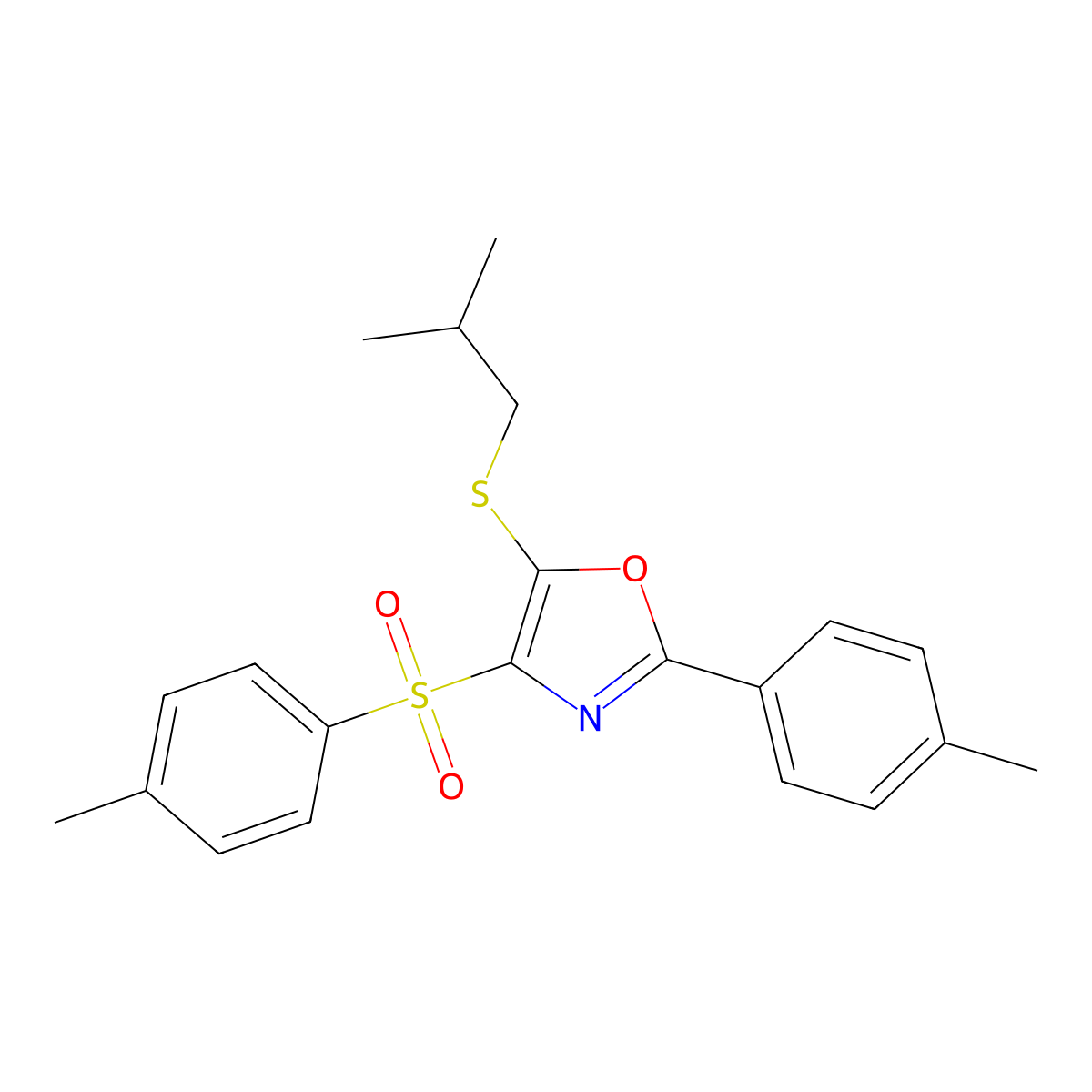 5-(Isobutylthio)-2-(p-tolyl)-4-tosyloxazole molecular structure, CAS 850926-60-2