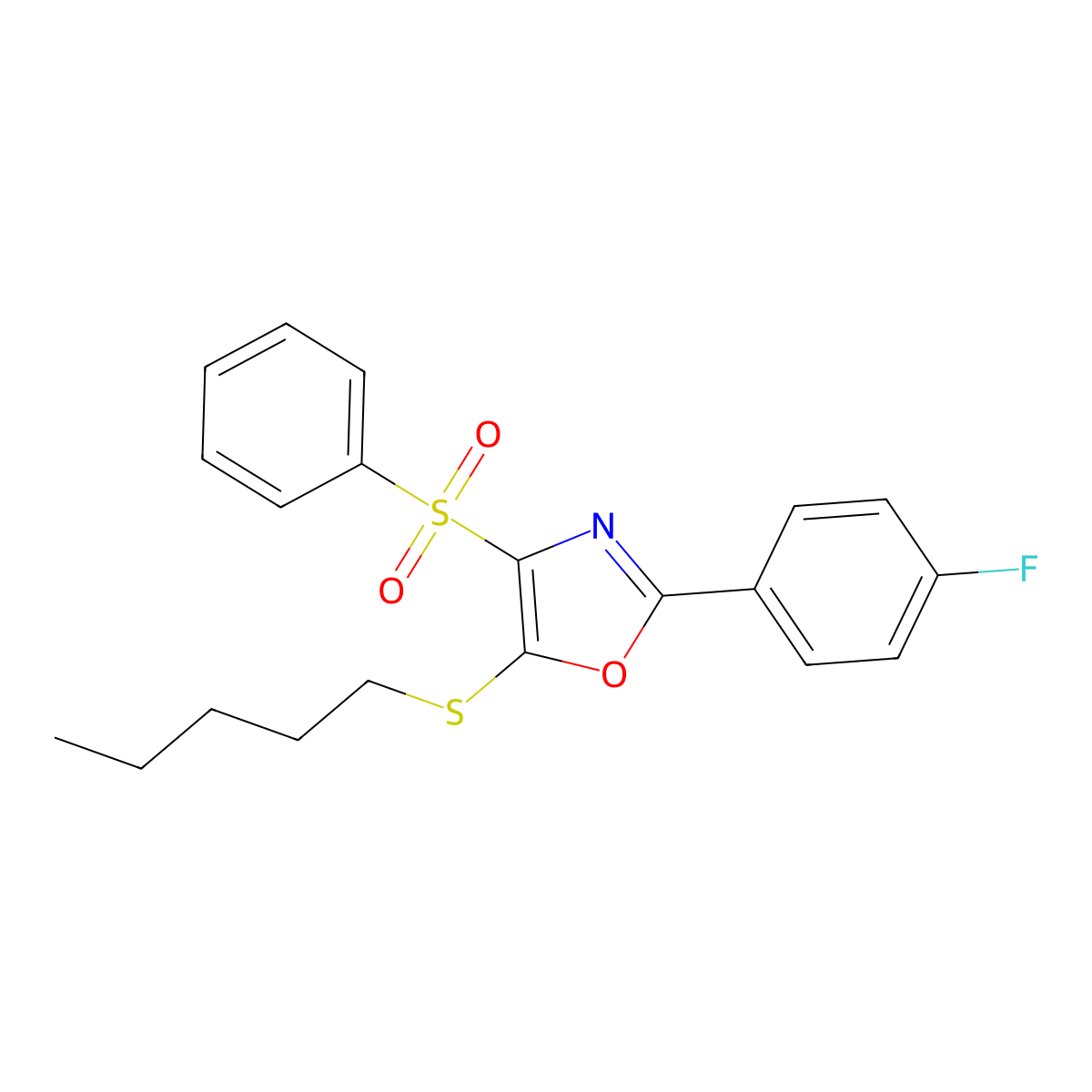 2-(4-Fluorophenyl)-5-(pentylthio)-4-(phenylsulfonyl)oxazole molecular structure, CAS 850927-08-1