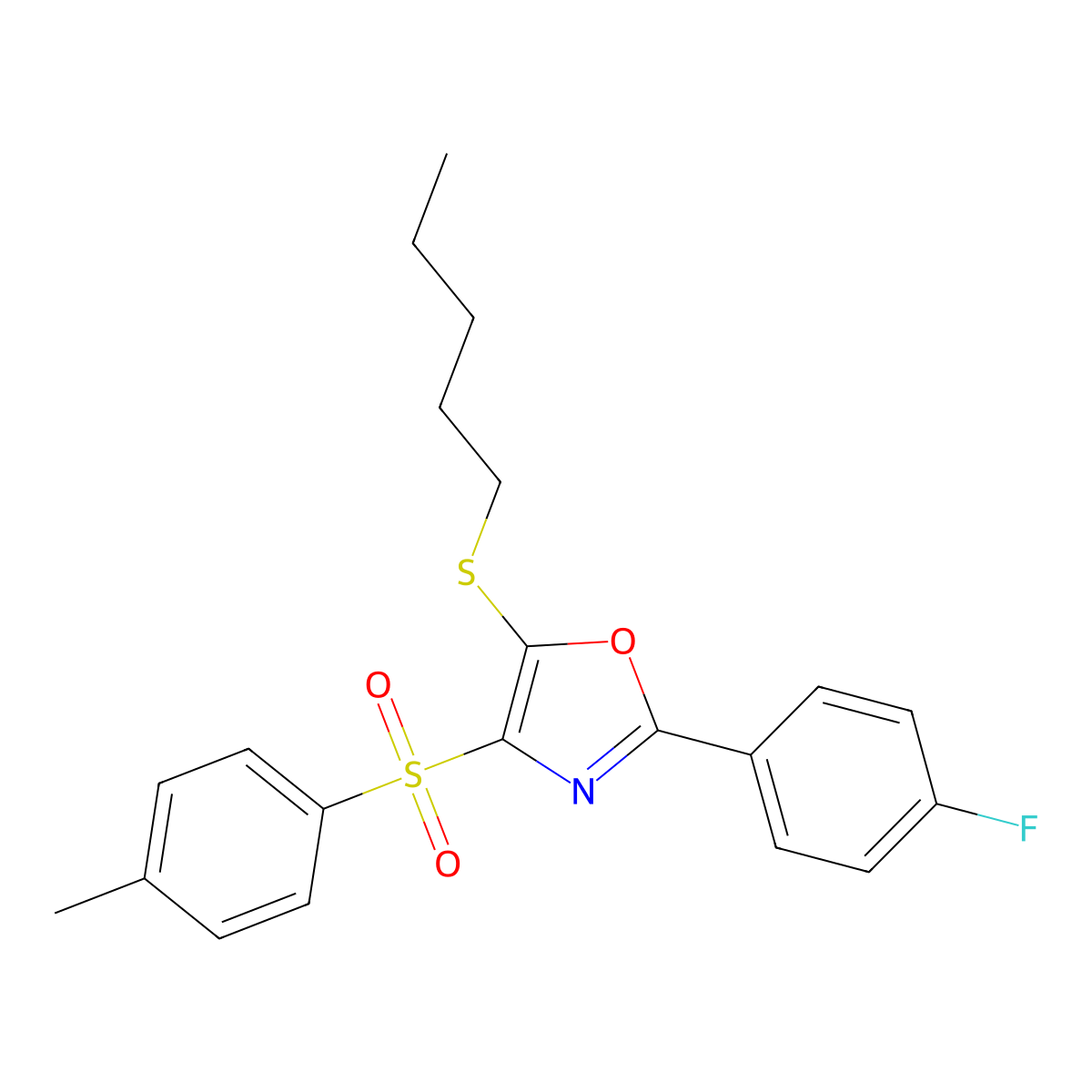 2-(4-Fluorophenyl)-5-(pentylthio)-4-tosyloxazole molecular structure, CAS 850927-19-4