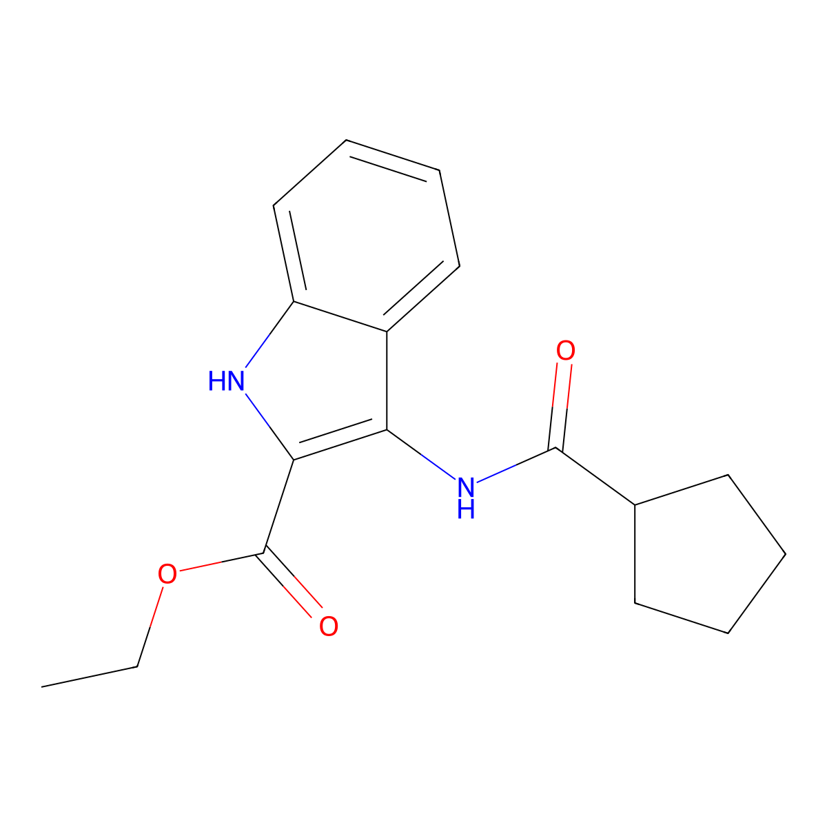ethyl 3-(cyclopentanecarboxamido)-1H-indole-2-carboxylate molecular structure, CAS 850929-08-7