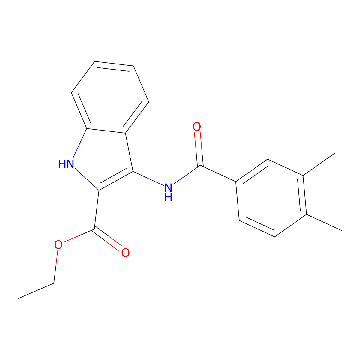 ethyl 3-(3,4-dimethylbenzamido)-1H-indole-2-carboxylate molecular structure, CAS 850929-33-8