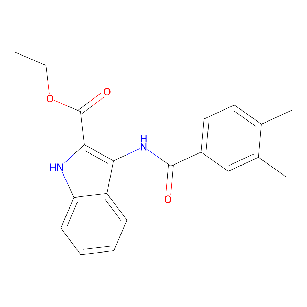 ethyl 3-(3,4-dimethylbenzamido)-1H-indole-2-carboxylate molecular structure, CAS 850929-33-8