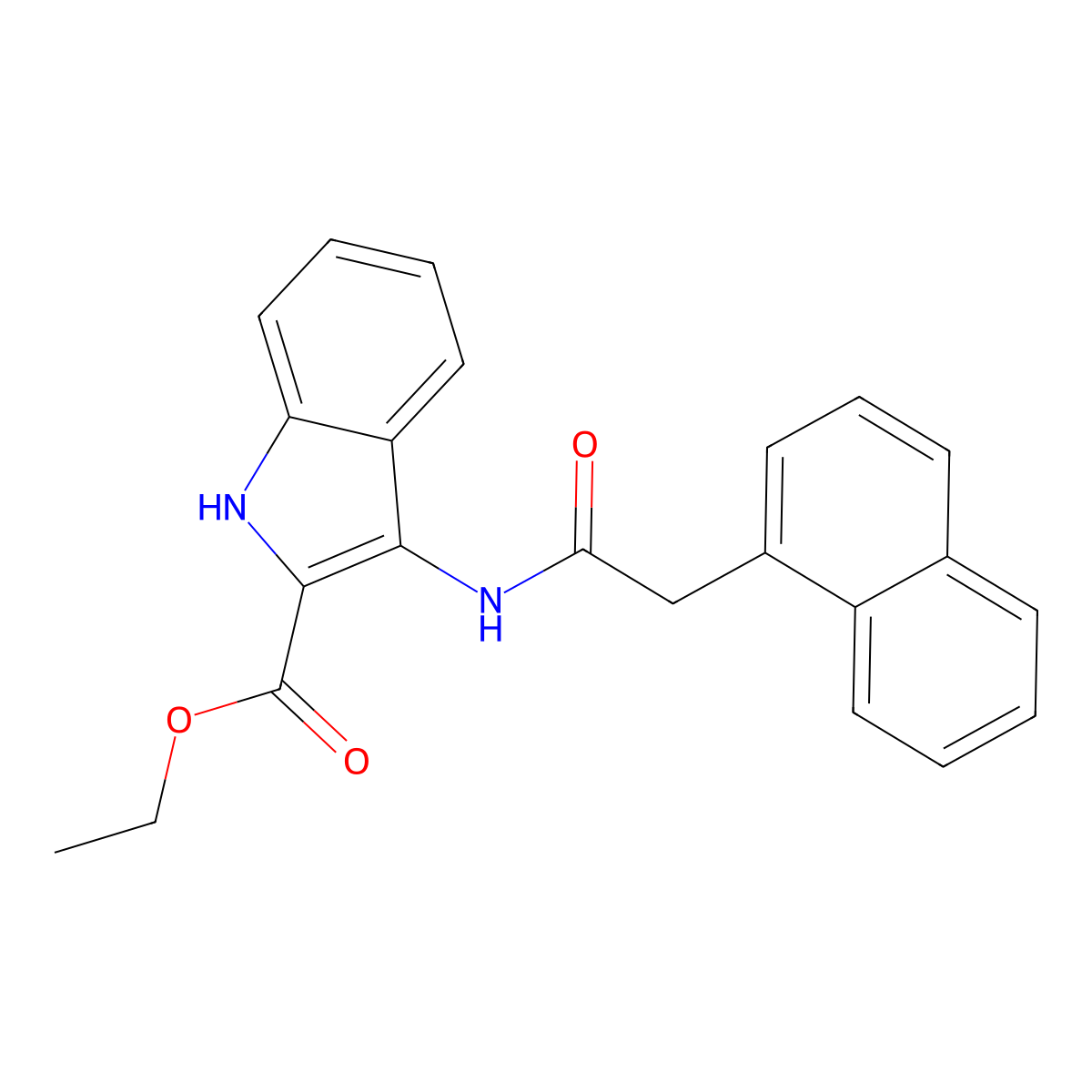 ethyl 3-(2-(naphthalen-1-yl)acetamido)-1H-indole-2-carboxylate molecular structure, CAS 850929-42-9