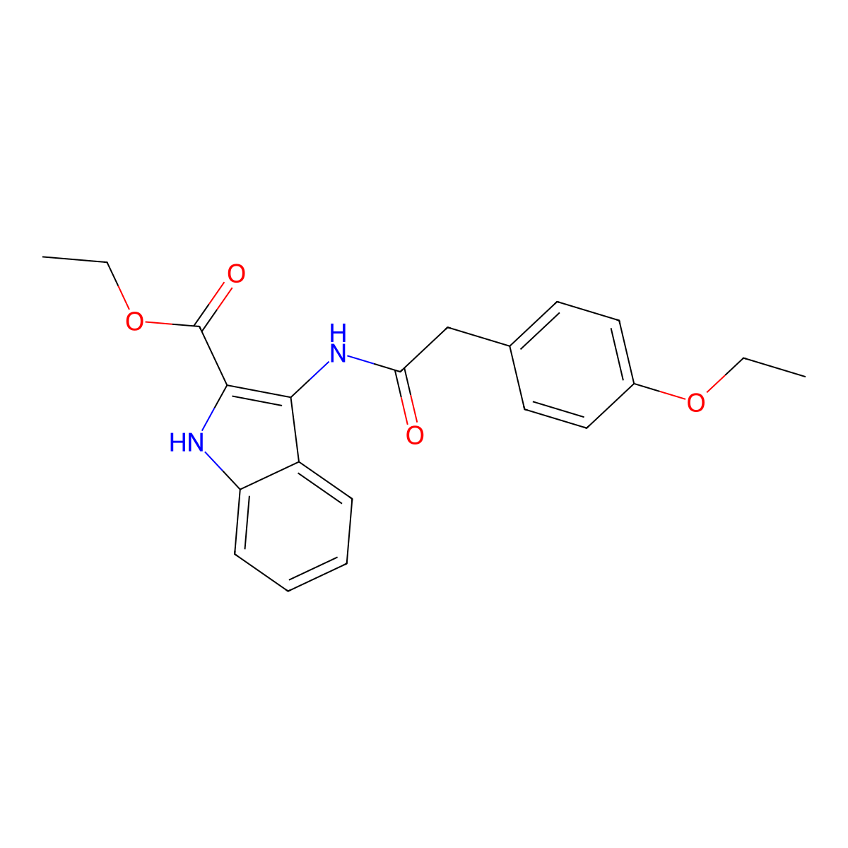 ethyl 3-[[2-(4-ethoxyphenyl)acetyl]amino]-1H-indole-2-carboxylate molecular structure, CAS 850929-78-1