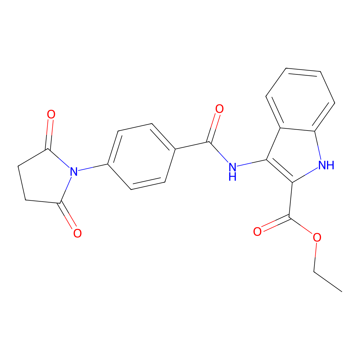 ethyl 3-[4-(2,5-dioxopyrrolidin-1-yl)benzamido]-1H-indole-2-carboxylate molecular structure, CAS 850929-80-5